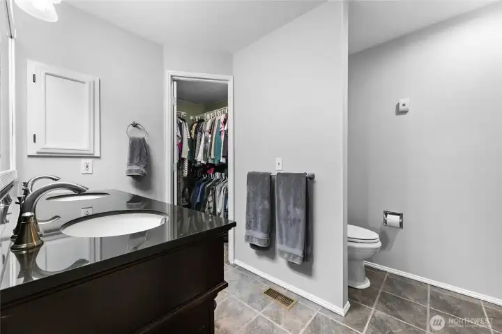Main Level Primary Bathroom with Walk in Closet