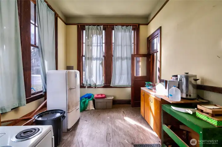 Kitchen and pantry areas.