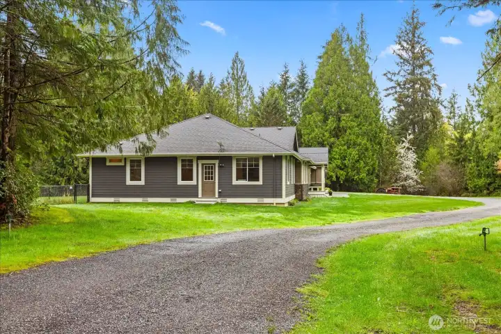 Side view of home showing office entrance.
