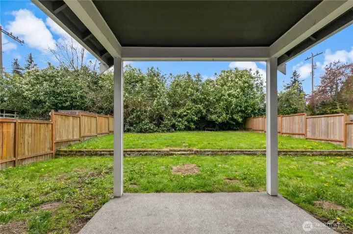 Fully fenced backyard.