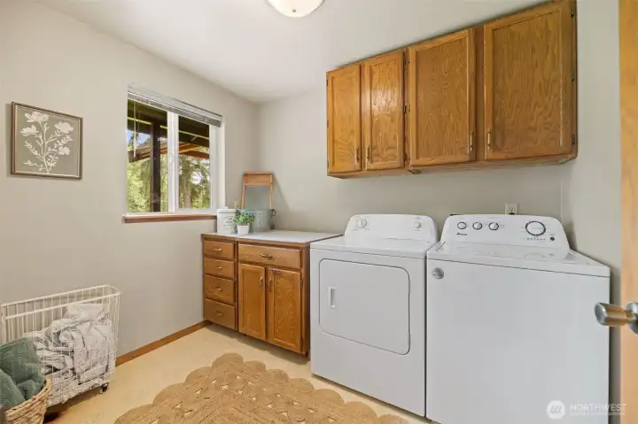 Main level large laundry room with sink plumbing already installed for future mudroom or laundry of your dreams
