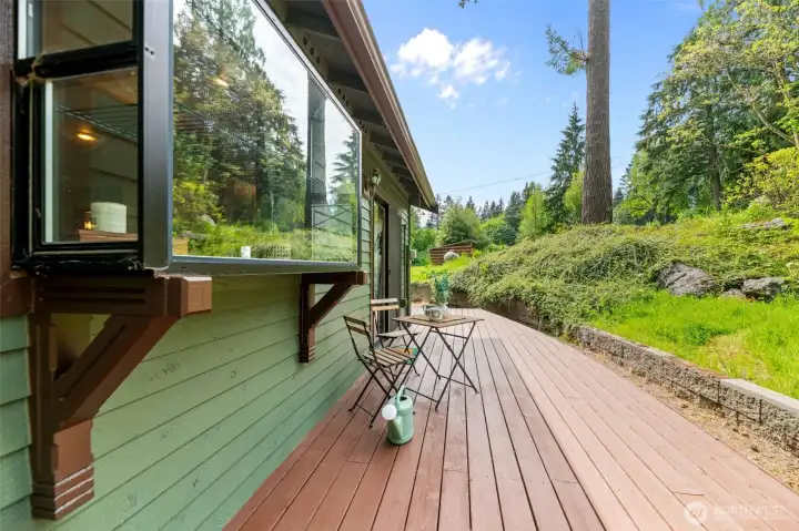Back deck is perfect for morning coffee or to chase more sunlight