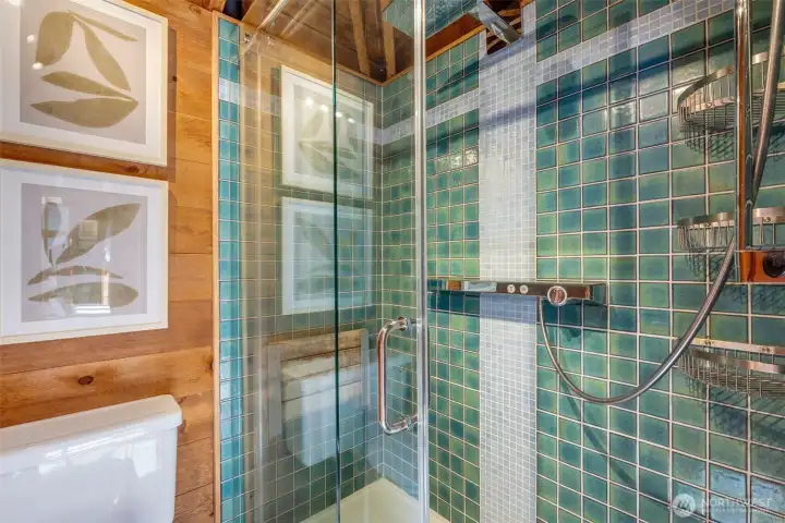 Primary bathroom with 3/4 bath.