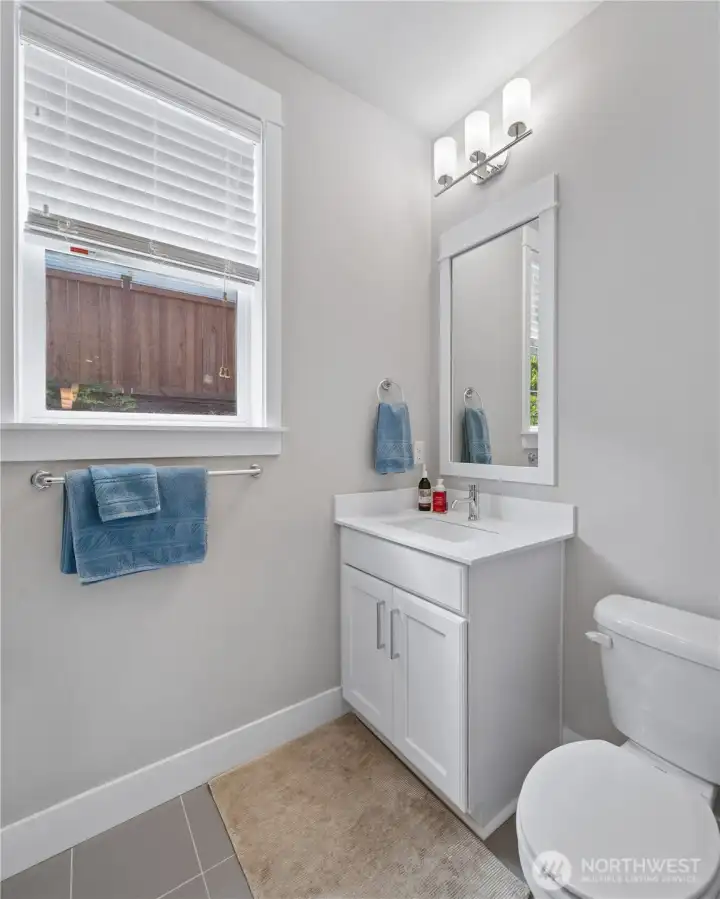 Main floor bathroom, just off bedroom.