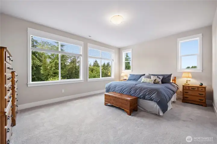 Primary bedroom is quite large with great light