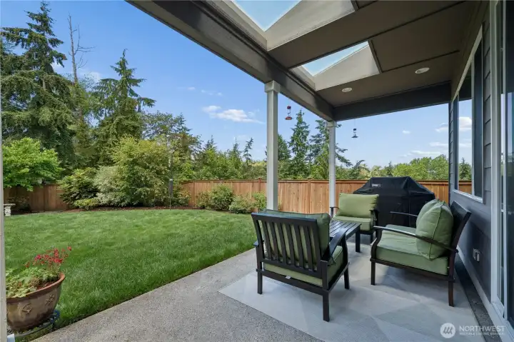 The backyard is wonderful and well planned out