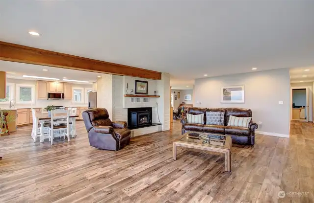 Living room with Wood fireplace, perfect for those cozy stormy nights.