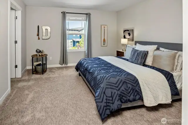 Bedroom with walk in closet and mountain view
