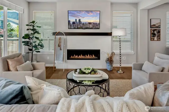 Cozy gas fireplace