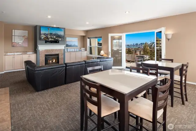 Penthouse-level community clubhouse/rec room. Can be reserved for private events!