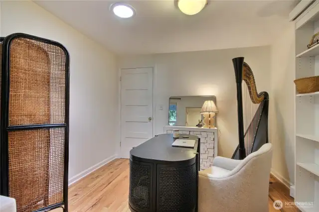 Large walk in closet in  this   spare bedroom!