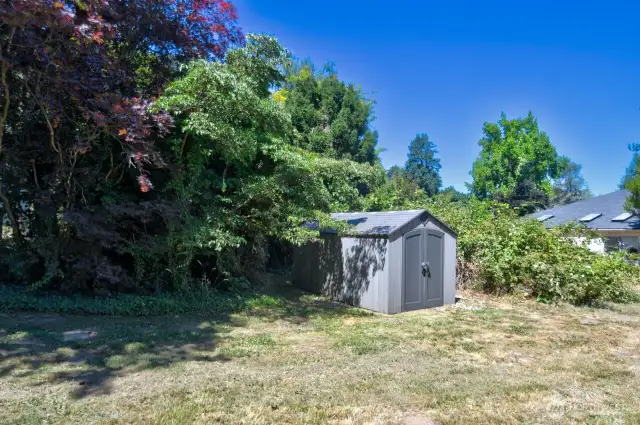 Storage shed in the filed area.