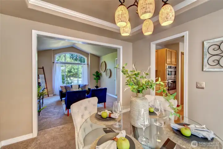 Lovely tray ceiling in the formal dining room.