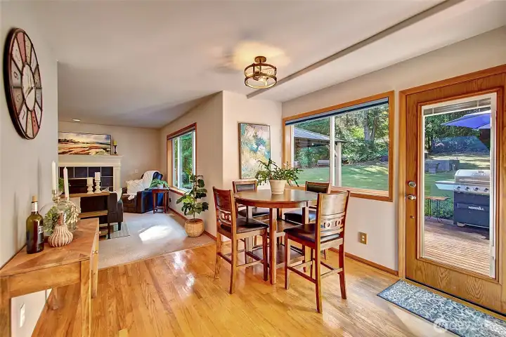Family room is conveniently located near the eat-in-kitchen with access to the large deck.