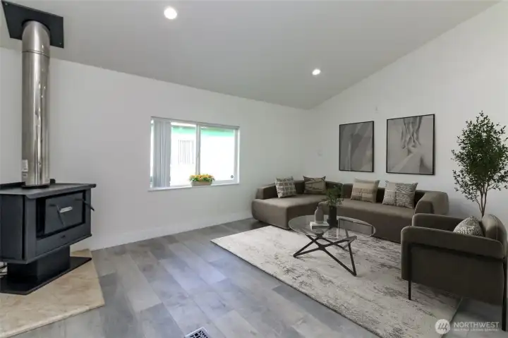 Virtually staged living room