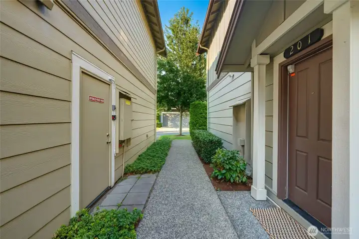 Looking toward the street from the front entry.