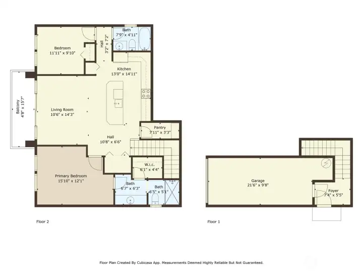 The floor plan of the condo and the entry level.