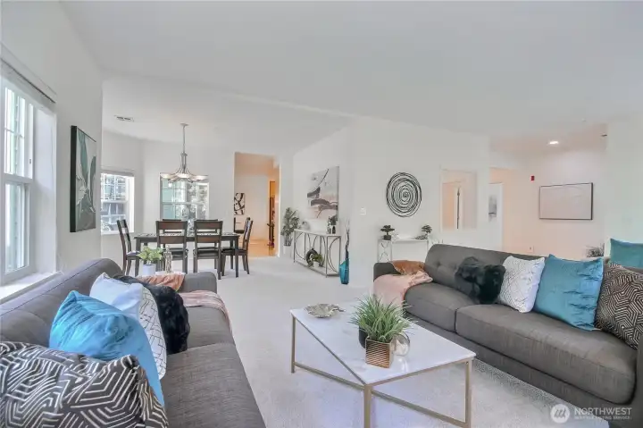 Living/Dining rooms. Open, flowing layout.