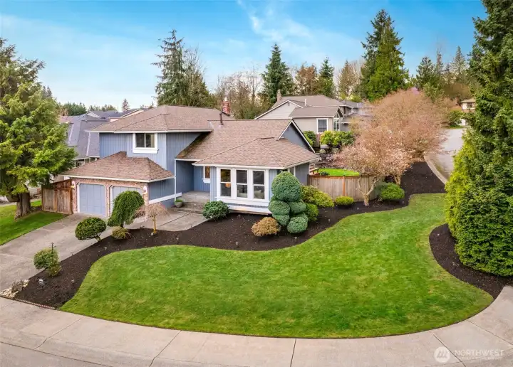 Over a 9000+ sq ft corner lot.