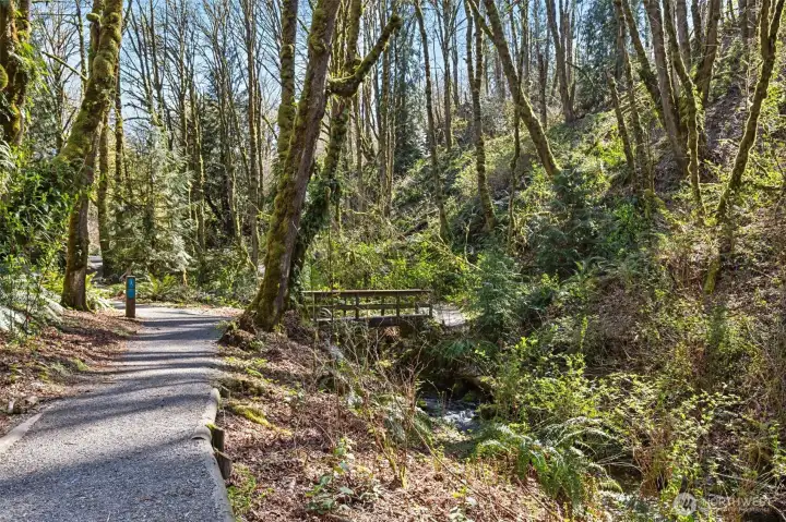 This path along the creek is part of the 3,500-acre trail system surrounding the property.
