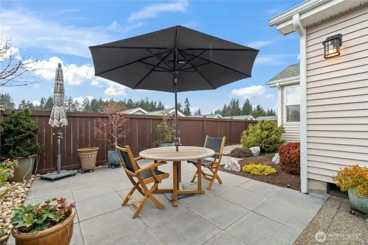 Meticulously designed landscaping enhances the outdoor setting.