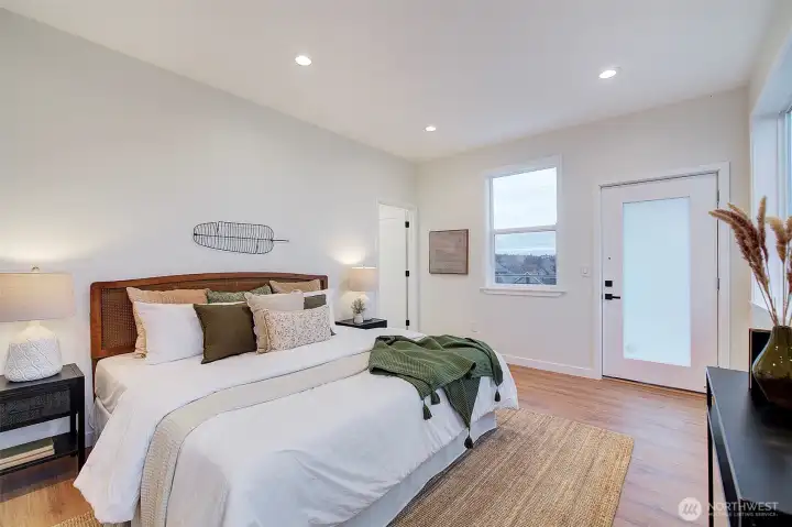 primary bedroom opens to a private view deck