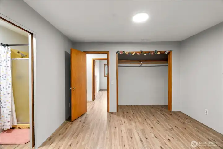 Primary sitting area and bathroom