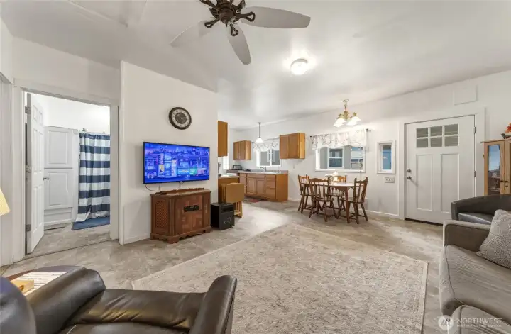 Main Home Living Room, Kitchen & Dining Space With Open Floor Plan