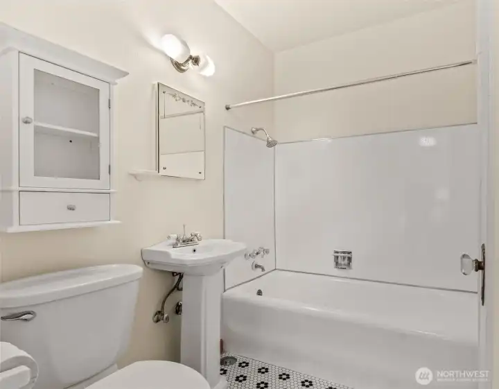 Fully updated bathroom, with large closet behind door. Fully updated bathroom, with large closet behind door.