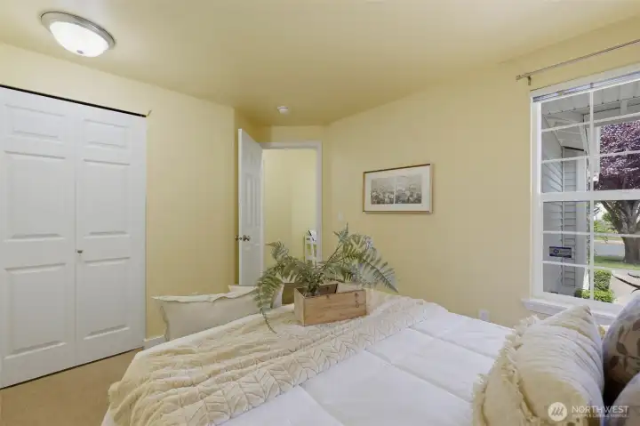 Generous closet storage and warm natural light — comfortable, flexible space that lives larger than its footprint.