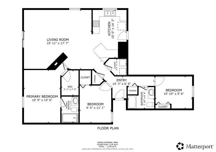 Condo Floorplan - Dimensions are approximations and not exact. (Garage is not shown in this diagram)
