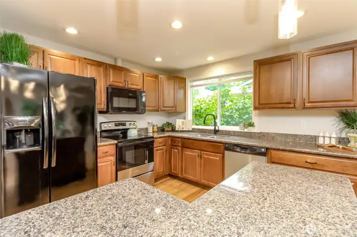 Plenty of cabinet space and beautiful counters make this one easy to love.