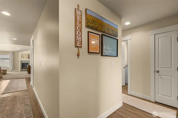 Entry hall wall, leads you to guest bedrooms