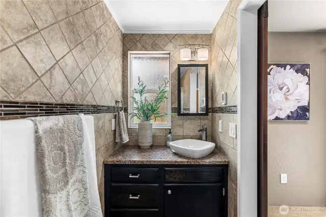 Primary bathroom with heated floors!