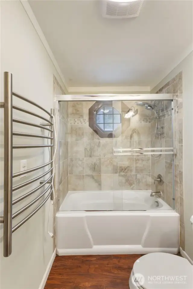 Large Tub and Tiled Shower