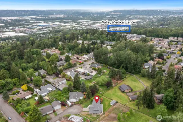 Tucked away yet mins from Valley Medical Center, shopping, dining, commute options, etc.