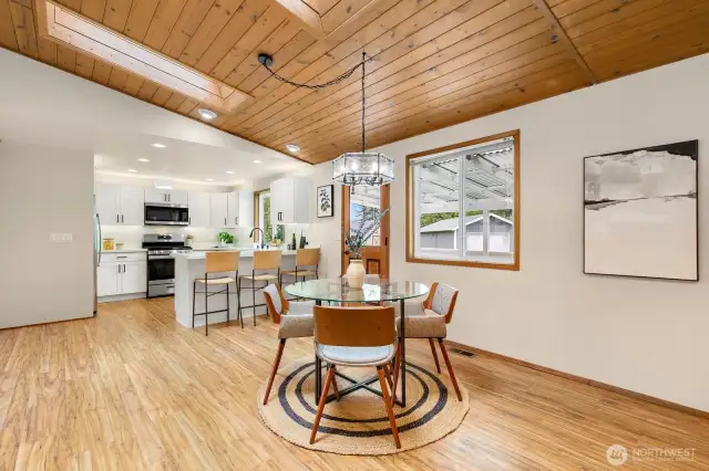Kitchen & dining space flow seamlessly together.