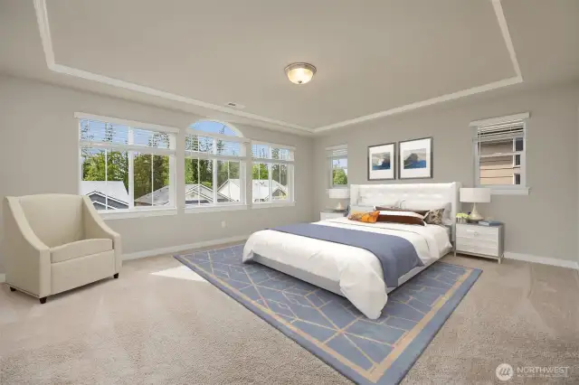Primary Bedroom Suite w Coved Ceilings