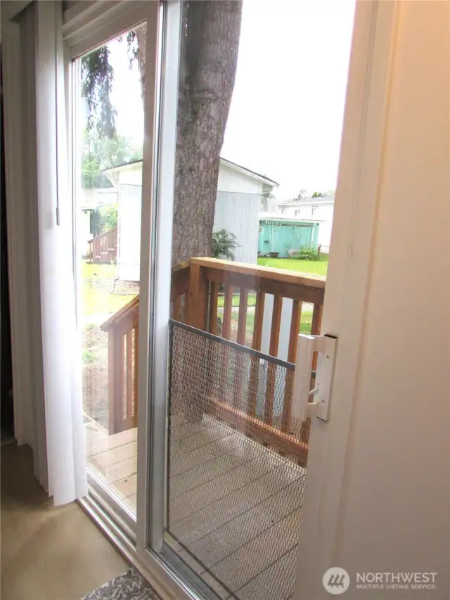 VYNAL SLIDING GLASS DOOR W/ SCREEN, GOES ONTO NEW BACK PORCH.