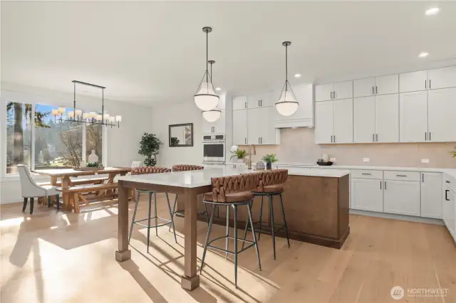 Both casual Dining at the large T-island and Formal Dining for larger entertaining.