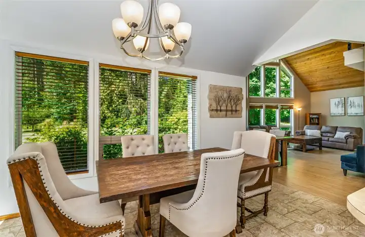 The vaulted ceilings extend through all of the main living areas and expand your spacious feel even more.