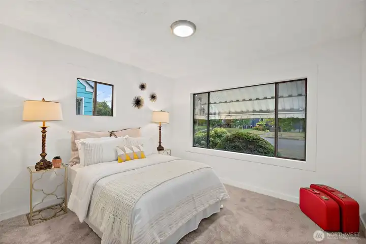 Bedroom on main level has a washer/dryer in closet.
