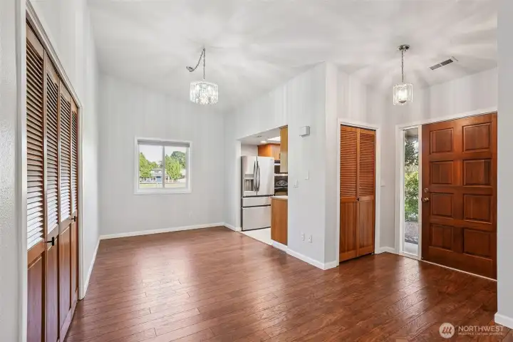 Entrance into living room and dining room