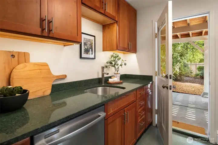 Easy access to patio and gardens.