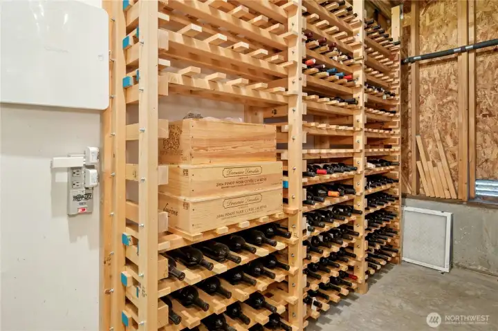 Wine storage in the lower level.