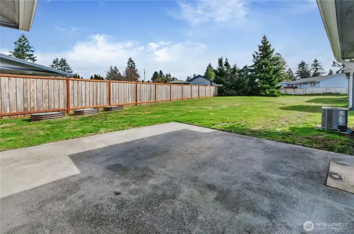 Large Patio provides easy to maintain flat area to entertain.