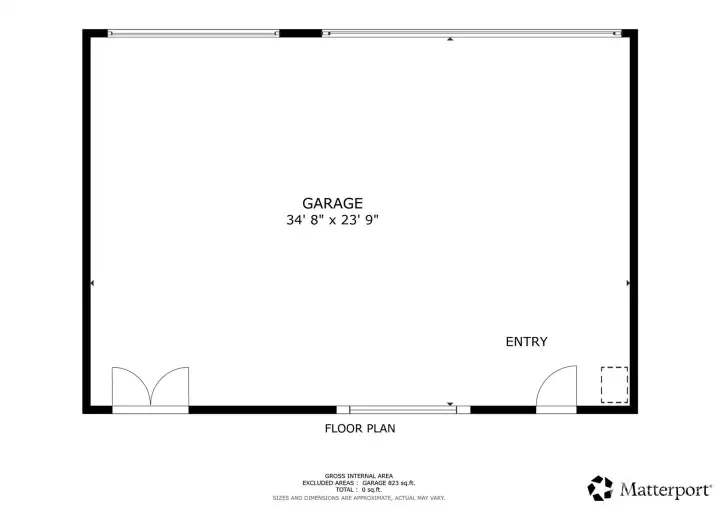 Floor plan for 800SF shop/3-car garage with dimensions