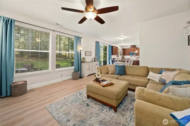 Monitor the backyard activities from the large windows from comfort of the couch. Watch the wildlife wonder through the property with disturbing their peace.