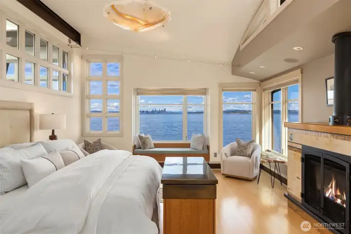 Soothing and peaceful primary bedroom.