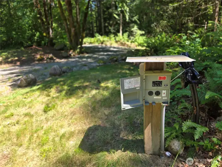Second RV 110 power outlet is closer to the outbuilding.